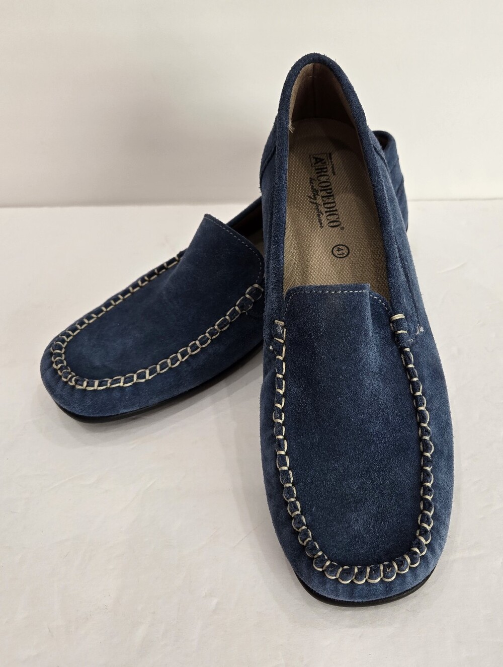 Arcopedico Women's Blue Suede Walking Moccasins Comfort Shoes Size 41  EUC